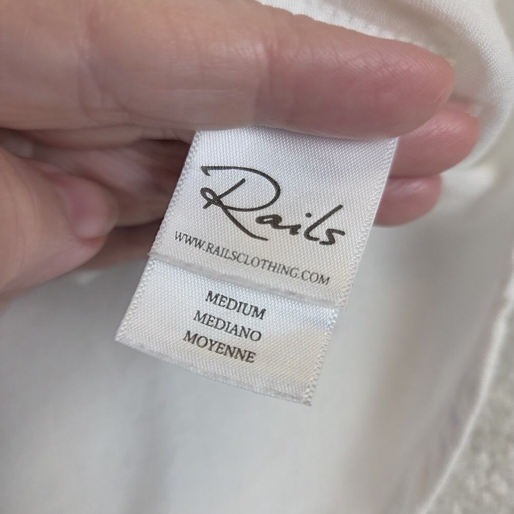 Rails Rocsi Rainbow Lightning Button Up Shirt Womens M White Stretch Boho Beach‎ - Picture 5 of 9